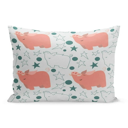 ECCOT Pink Baby Zodiac Character Pig Pattern Cartoon Best Pillowcase Pillow Cover Cushion Case 20x30