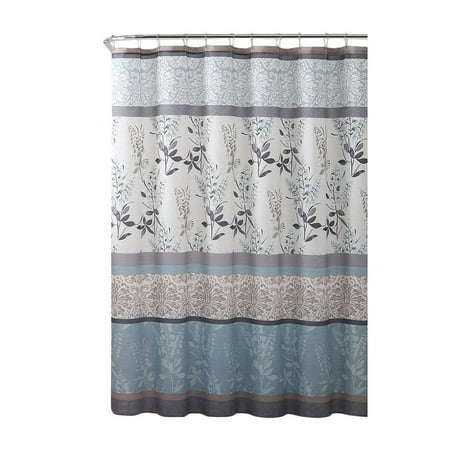 

Vinyl Boutique Shop Light Blue Beige Grey Canvas Fabric Shower Curtain 72 x 72