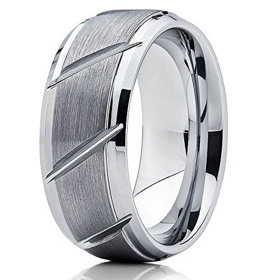 9mm Tungsten Wedding Band Men & Women Tungsten Carbide Ring Grooved Tungsten Band Gray Tungsten Comfort Fit