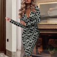 thumbnail image 2 of Vestido de glúteos de manga larga con estampado de cuello en V sexy para mujer de otoño e invierno Fridja  nbo4218, 2 of 6