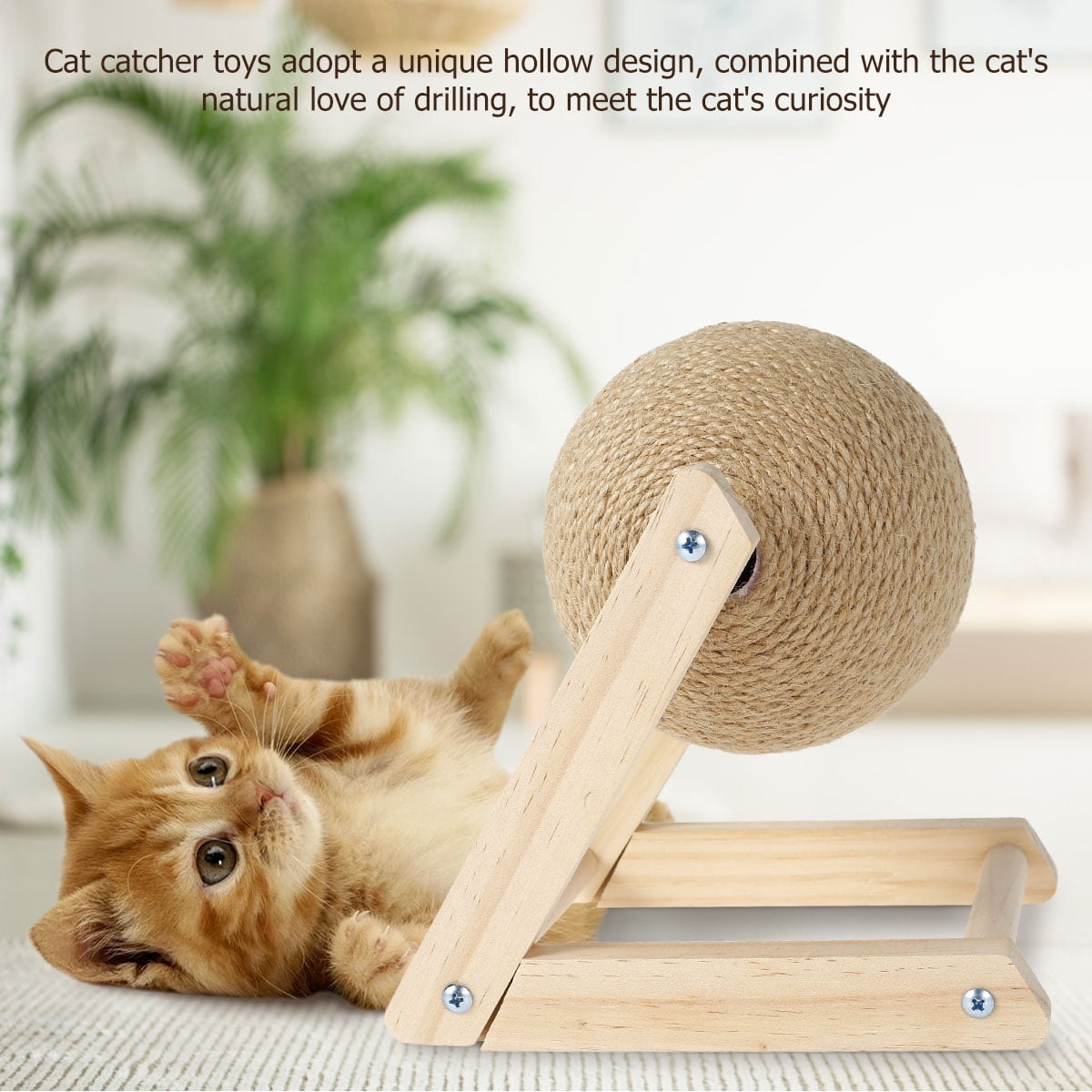 Hardlegix Cat Scratching Ball Toy Natural Sisal Cat Scratcher Durable Cat Scratcher for Cat Nails Interactive Pet Toy, Size: 8.66*7.09*6.3, Beige