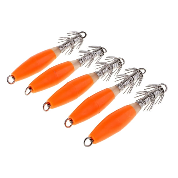 10pcs Prawn Fishing Squid Jigs Hooks 10 cm/3.9 Orange Yellow