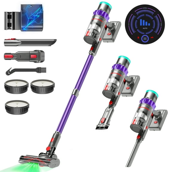 MAXVINI Cordless Stick Vacuum Cleaner - 550W 48kPa Strong Suction, 60 Mins Runtime, Intelligent Display, Anti-Tangle Brush for Pet Hair, Carpet & Floors