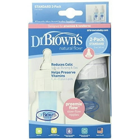 Dr. Browns Natural Flow Feeding Bottle, Polypropylene 2-ounce, - 4 Count