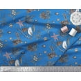 thumbnail image 3 of Soimoi Blue polyester Georgette Fabric Floral, & American Robin Bird Fabric Prints by Yard 52 Inch Wide, 3 of 3