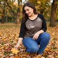thumbnail image 2 of Agnes Orinda Women's Plus Size Blouse Crew Neck Floral Contrast Color 3/4 Raglan Sleeves Casual Peasant Tops 1X Coffe, 2 of 8
