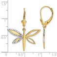 thumbnail image 2 of 14k and White Rhodium Sparkle-Cut Dragonfly Leverback Earrings 31.18x24.75mm Wide Stud Earring for Women, 2 of 2