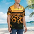 thumbnail image 6 of Sunflowers Landscape Men'S 3d Print Casual Button Down Shirts, Novelty Hawaiian Short Sleeves L, 6 of 8