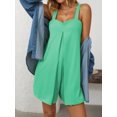 thumbnail image 6 of Outdoor Trendy Jumpsuits for Women Sleeveless Suspender Wide Leg Overall Shorts Solid Casual Summer Rompers for Beach, 6 of 8