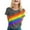 Gray, variant on Tshirts For Women Casual Rainbow Stripe Print Short Sleeve O Neck Ladies Tops Clothing Tee Shirts Workwear