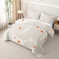 thumbnail image 3 of Homewish Modern Bohemian Stripes Quilt King,Contemporary Artwork King Coverlet Set,Cream,3 Pieces, 3 of 7