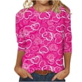 thumbnail image 2 of Fiudx Camisas para Mujer Blusa Holgada con Estampado de Pascua y Cuello Redondo Retro de Manga Tres Cuartos a La Moda para Mujer, 2 of 4
