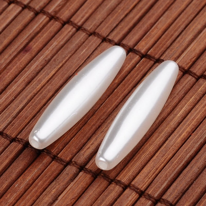 Oval Acrylic Imitation Pearl Beads White 28x6mm Hole: 1.5mm about 950pcs/500g