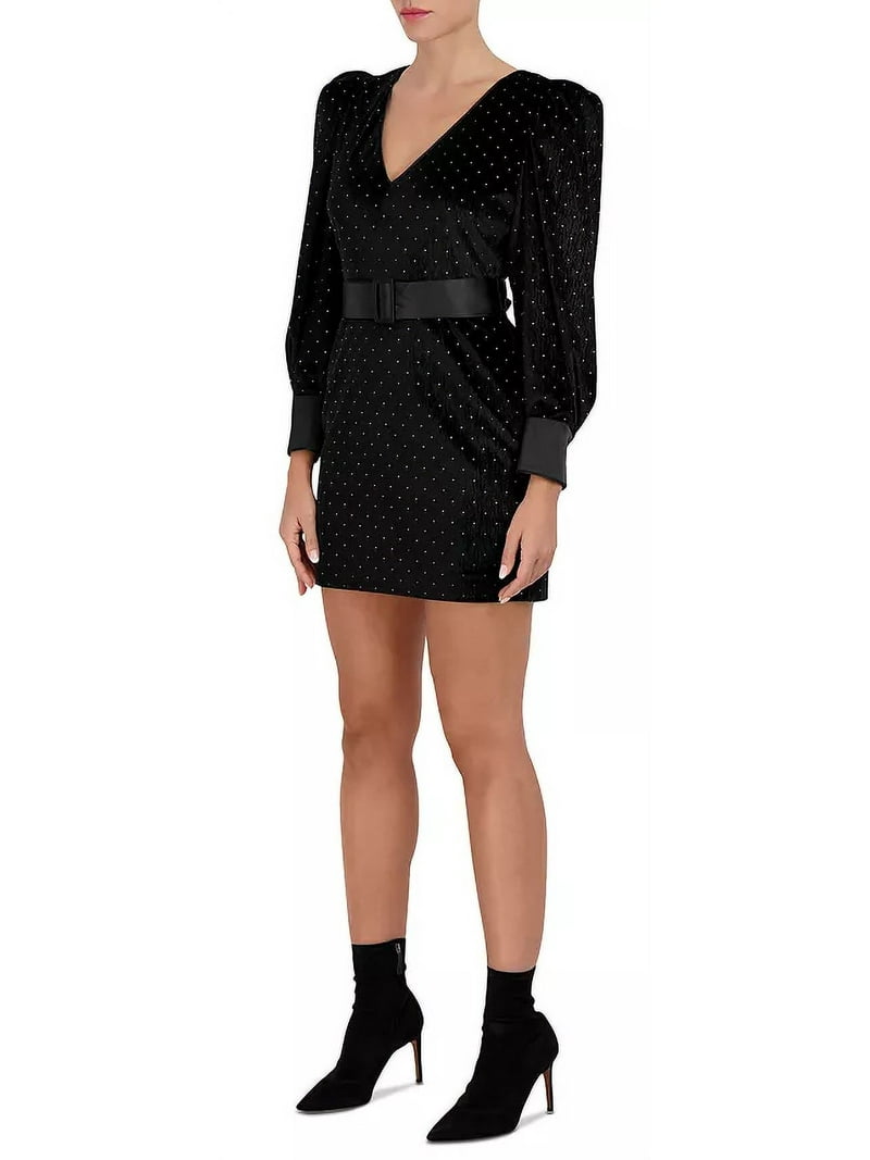 BCBGMAXAZRIA womens Puff Sleeve Mini Dress, 6, Black - Walmart.com
