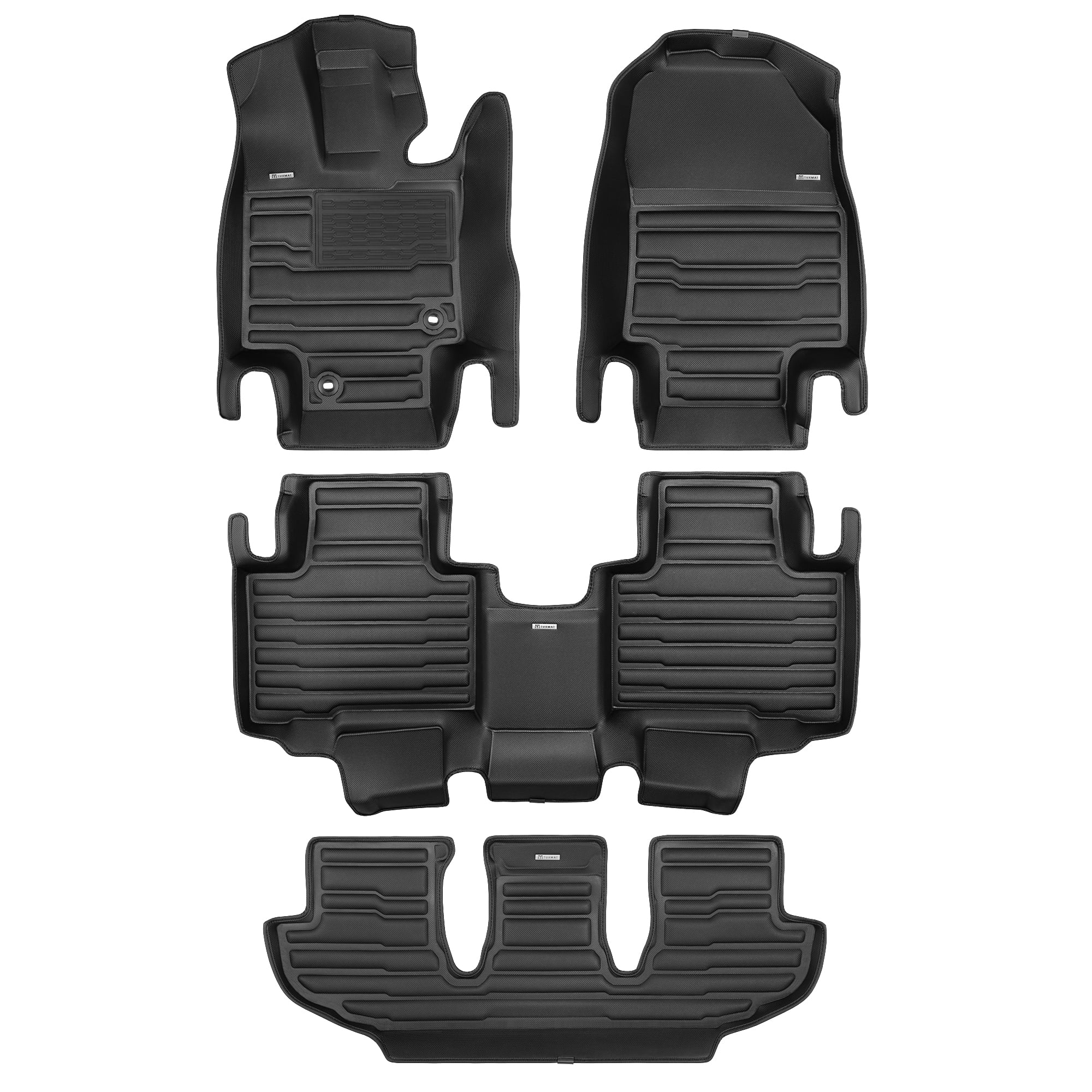 TuxMat - For Toyota Highlander 8-Seater 2020-2025 Models - Custom Car Mats - Maximum Coverage, All Weather, Laser Measured - This Full Set Includes 1st, 2nd and 3rd Rows