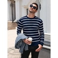 thumbnail image 6 of COOFANDY Men's Striped Crewneck Sweaters Long Sleeve Knit Pullover Lightweight Slim Fit Sweater, 6 of 8
