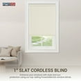 thumbnail image 3 of PowerSellerUSA Cordless Window Blinds, Privacy & Light Filtering 1" Slats Vinyl Mini Blind, Anti-UV Window Treatment, Fits Windows 18" - 72", Alabaster, 34" (Width) x 48" (Length), 3 of 9