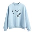 thumbnail image 2 of BLTIBY Valentines Day Shirts for Women Love Heart Printed Sweatshirts Long Sleeve Crew Neck Fashion Pullover Tops Light Blue L, 2 of 4