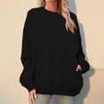 thumbnail image 5 of HNMKIU Women's Pocket Detail Oversized Long Length Round Neck Pullover Sweatshirt Top Black，M, 5 of 8