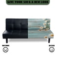 thumbnail image 5 of ZIATUBLES Elastic Futon Cover for Armless Sofa, Stretch Couch Slipcover Dustproof Machine Washable Soft Furniture Protector Sofa Bed Cover for Living Room, Daisy Wood Grain Print, 5 of 9