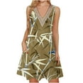 thumbnail image 2 of Women Clearance All 2025!Viikei Women's Slim-Fit Short Sleeve Dress,Women's Printed Lace Sleeveless Pocket V-Neck Dress Army Green XXXL, 2 of 5