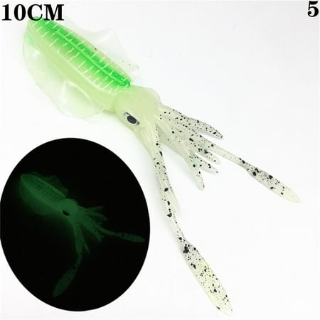 1Pcs Luminous Fishing Tackle Silicone 10/12/15cm Soft Bait Fishing Lure Squid Baits Artificial Lures 10CM 5