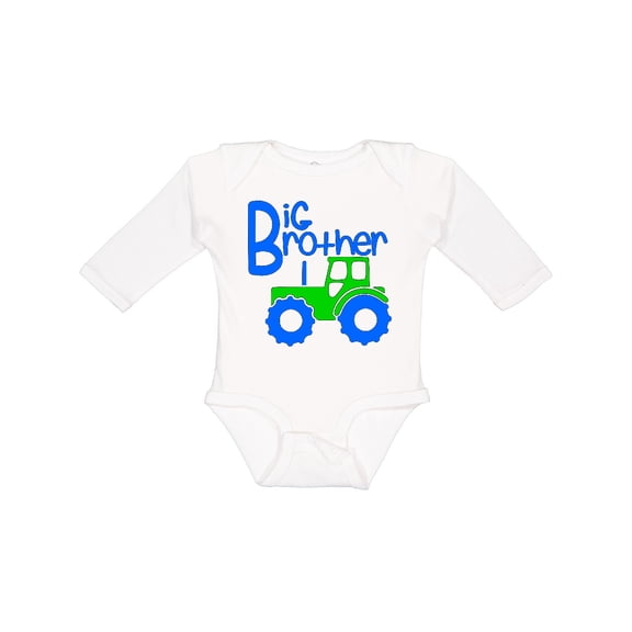 Inktastic Big Brother Tractor Boys Long Sleeve Baby Bodysuit