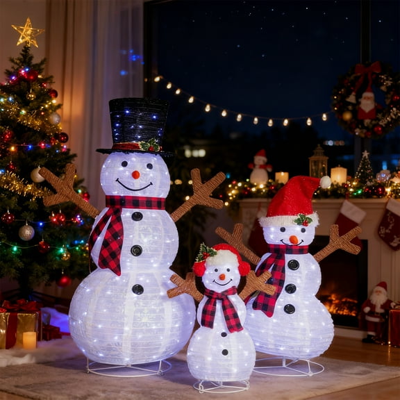 UBesGoo Christmas Outdoor Decoration Outdoor Snowman Family Christmas Decorations for Home Indoor Lawn Yard