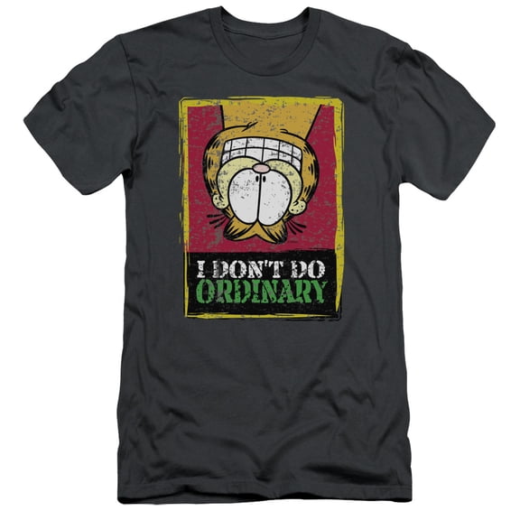 Garfield I Dont Do Ordinary S/S Adult 30/1 T-Shirt Charcoal