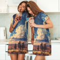 thumbnail image 4 of Easygdp Western Desert Cloud Cowboy Camisón de manga corta para mujer, informal, estampado, 4 of 6