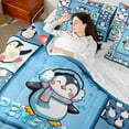 thumbnail image 4 of Homewish Boys Girls Kawaii Penguins Twin Bedding Sets 7-Piece,Geometric Plaid Bedding Comforter Set Microfiber,Cartoon Animal Breathable Sheet Sets,Lightweight Room Decor,Reversible, 4 of 8