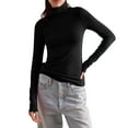 thumbnail image 2 of Aobny Casual Womens Shirts Black Basic Solid Long Sleeve Turtleneck Fitted Pullover Ladies Shirts Fancy, 2 of 8