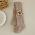 thumbnail image 4 of Xfvqtps Girls Tights Knit Cable Solid Color Flower Decoration Thickened Elastic Soft Comfortable Warm Winter Pantyhose for 2-12 Years Pink, 4 of 5