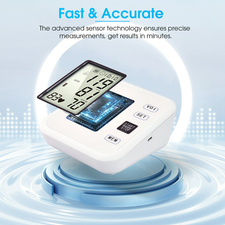 Blood Pressure Monitor, Mebak BP Machine Upper Arm Cuff,Automatic Digital  High Blood Pressure Monitor for Home Use, Pulse Rate Monitoring Silver