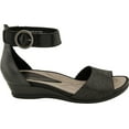 thumbnail image 2 of Women's Earth Hera Ankle Strap Sandal Grey Textured Leather 5 M, 2 of 6
