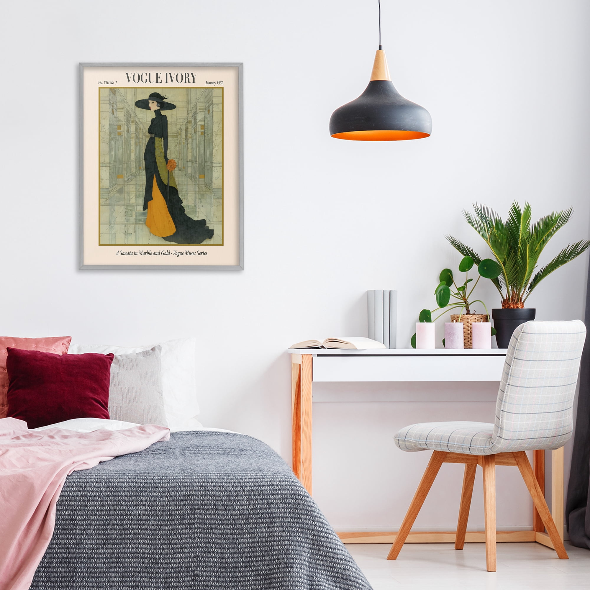 Stupell Industries Ivory Hall Magazine Gray Framed Giclee Art, design by A Barefoot Stylist