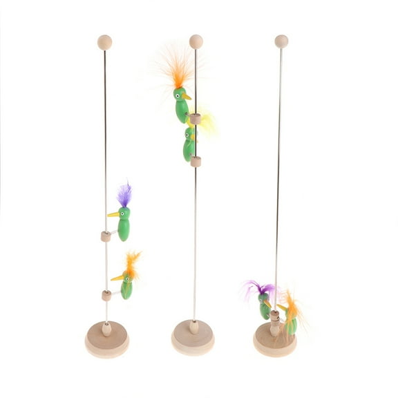 Sofullue Wooden Bird Pole Pecking Toy with Spring Peckerwood for Baby Fine Motor Skills