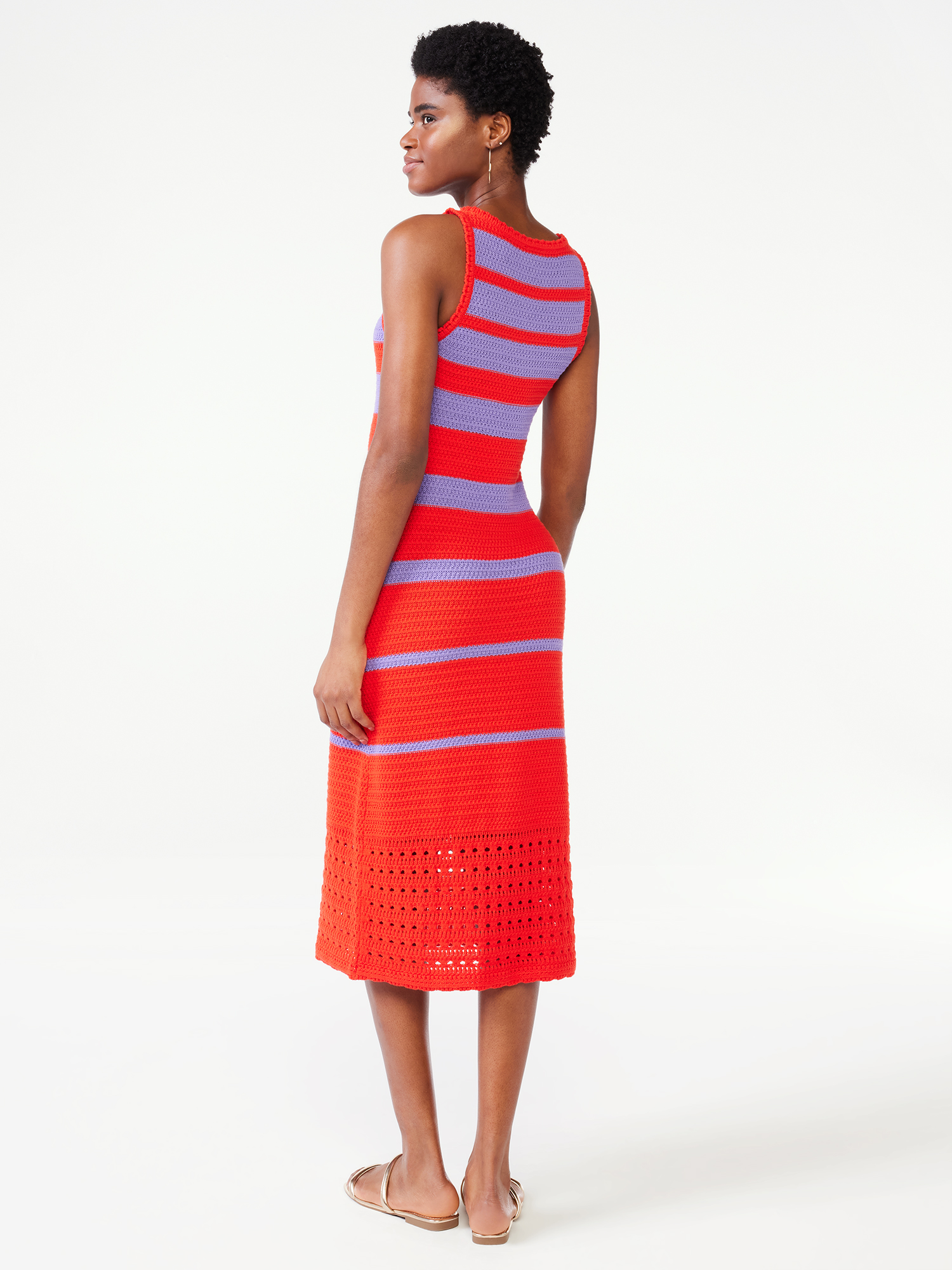 Scoop Women’s Striped Crochet Dress, Mid-Calf Length - image 4 of 4