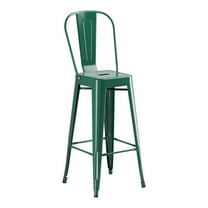 30'' High Cafe Style Emerald Green Metal Restaurant Barstool Chair For Indoor or Outdoor