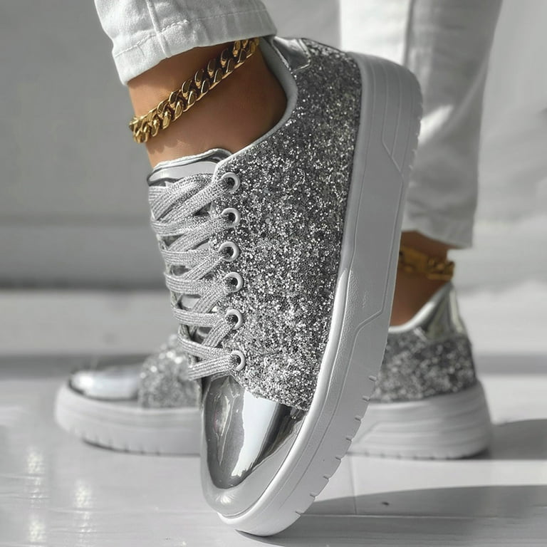 Sparkly Trainers Silver Sequin Converse Trainers, White Sequin