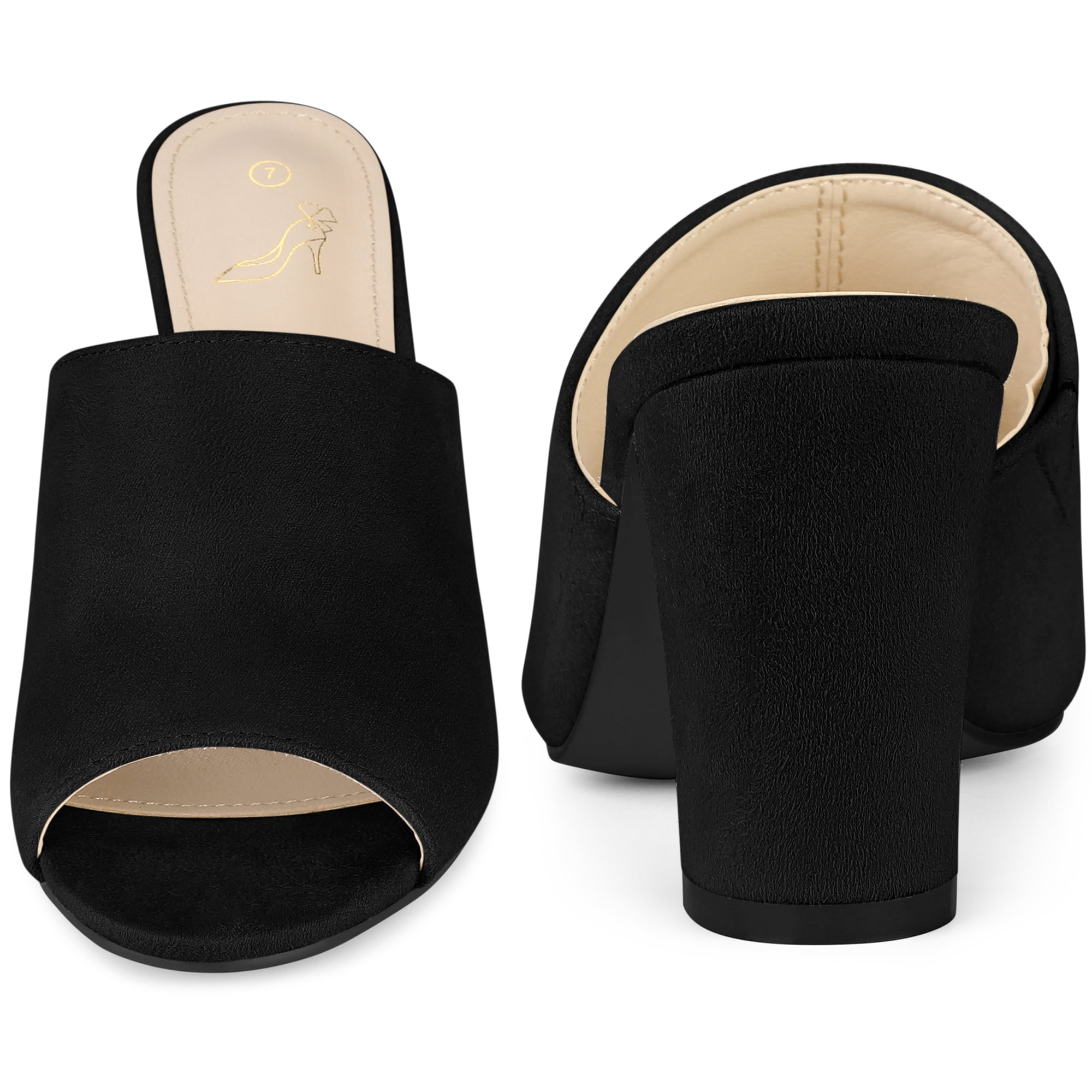 Unique Bargains Slide Heels Mules Slip on Block Heel Sandals for Women