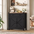 thumbnail image 4 of Homfa Farmhouse Buffet Sideboard with Drawer, Coffee Bar with Adjustable Shelf for Kitchen Dining Room Entryway, Black, 4 of 7