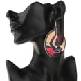 thumbnail image 3 of 2xFashion Circle Wooden Earrings Dangle Drop Black edge Salvador Pendientes de madera redondos, 3 of 10