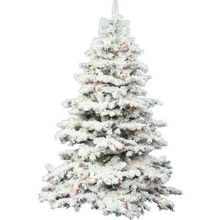 Color Christmas Tree Vickerman Pre-Lit 4.5' Flocked Alaskan Artificial Christmas Tree, LED, Multicolor Lights ()