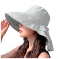 thumbnail image 1 of GDREDA Chapeaux de Soleil Mode Grand Bord Queue de Cheval Ajustable Plage Hat Sun Hat, Argent, 1 of 3