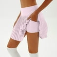 thumbnail image 2 of HZLPFO Womens Mini Skirts Girl High Waisted Pleated Tennis Skirt School A-Line Skater Skirts with Lining Shorts Pink,L, 2 of 3