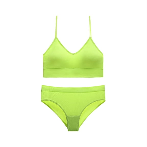 ZQUUVOU Women's Bralette Panty Set Seamless Lace Trim Comfortable Wireless for Yoga Light Exercise Underwear Set Green