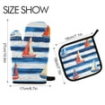 thumbnail image 2 of Yayeee Oven Mitts and Pot Holder Set of 2 Heat Resistant Kitchen Gloves Baking Hot Pad, Blue Sailboats, 2 of 5