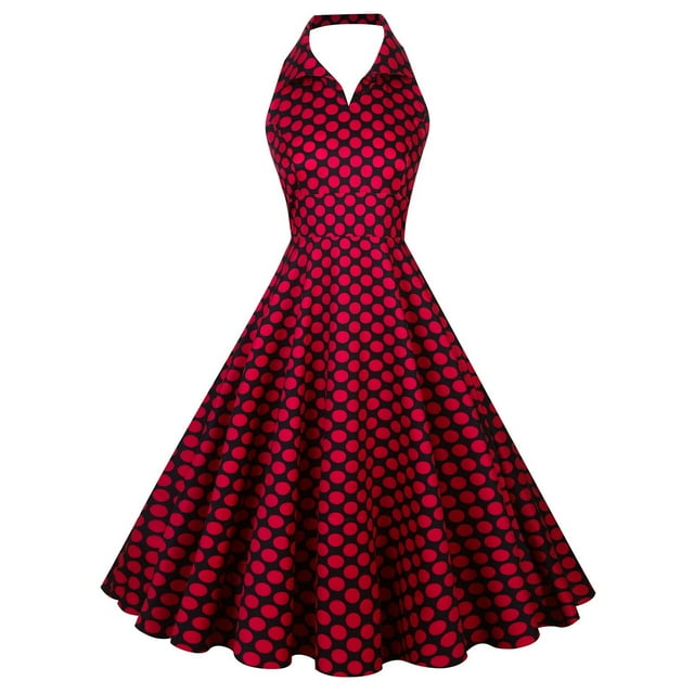 asddcavvf Robes pour Femmes Robe Vintage Rockabilly Élégante pour Femmes Style Années 1950 à Pois