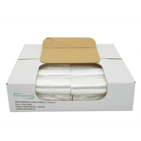 TYPLASTICS Trash Can Liner - Wholesale 1000 Count Garbage Bags on Perforated Roll 7-10 Gallon Multipurpose for Office Bathrooms Business Home Commercial and Industrial Needs 24" x 24"
